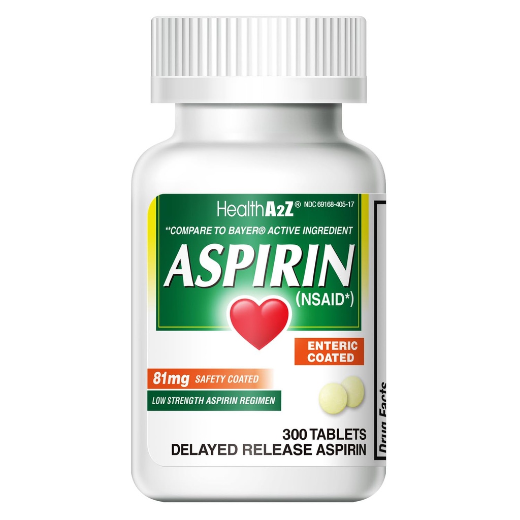 HealthA2Z® Aspirīns 81 mg • Zemas stiprības 