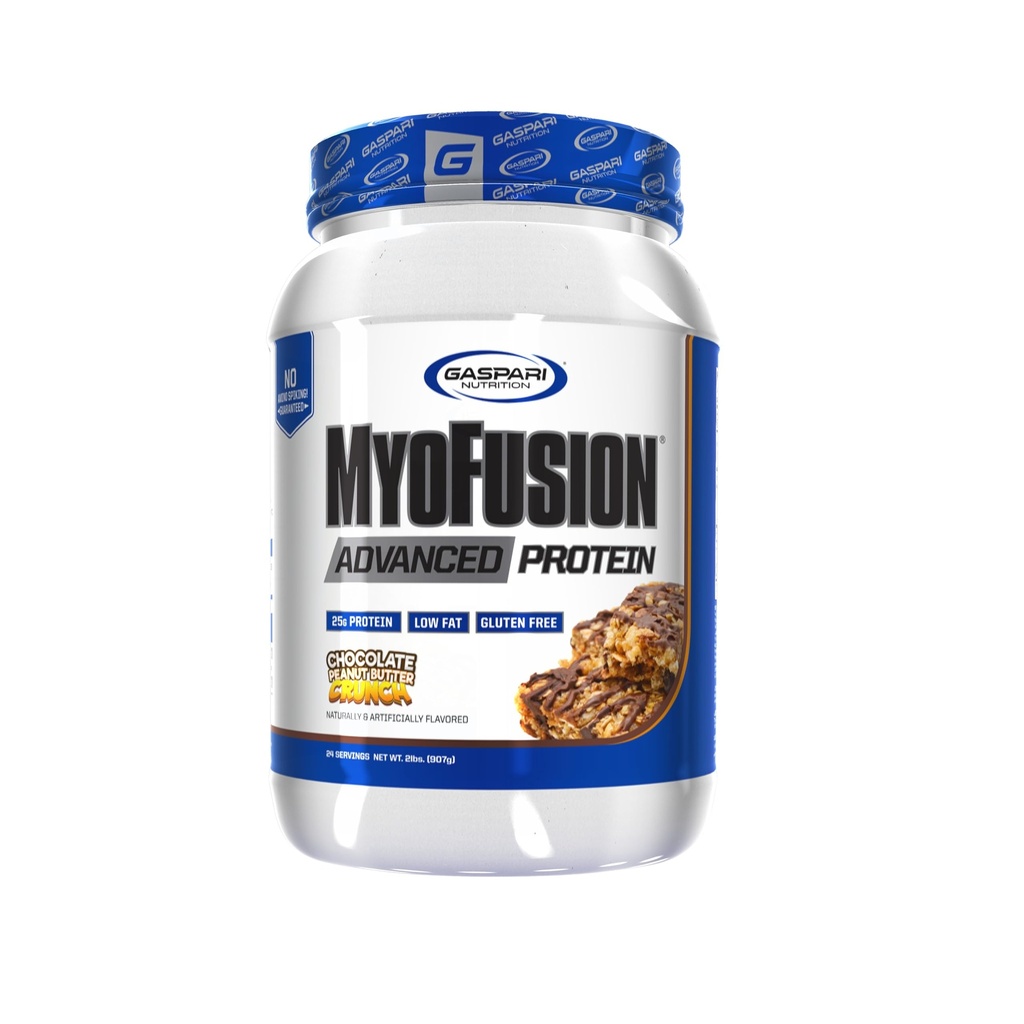 Gaspari Nutrition Myofusion Advanced Protein, Protein Blend with Whey Protein, Casein Protein un Isolate Protein, zema tauku un glutēna nesatur (šokolāde Peanut Butter Crunch, 2 Pound)