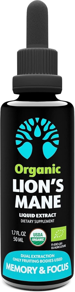 Organic Lion’s Mane ekstrakts – 50 Kalpojumi – Tikai Augļošanas ķermeņi – Atmiņas un Fokusa atbalsts