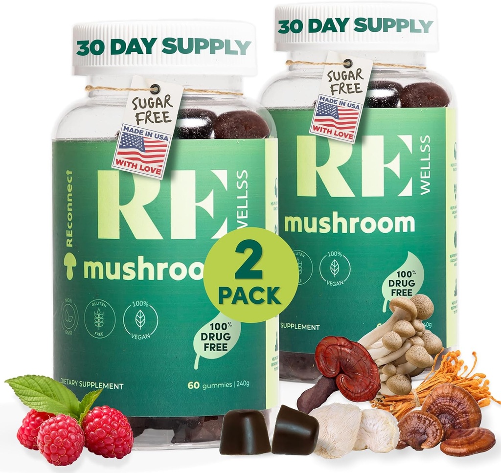 Magic Mushroom Gummies pieaugušajiem I Veg Low Carb Lion s Mane Papildinājums I Sēņu Papildinājums 