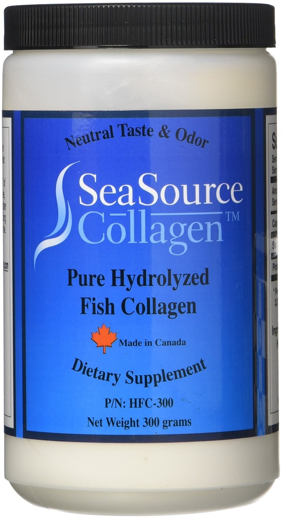SeaSourceTM kolagēns Pure HYDROLYZED Fish Collagen Diētiskās piedevas pulveris - izgatavots Kanādā no Wild Caught Mencas ādas.
