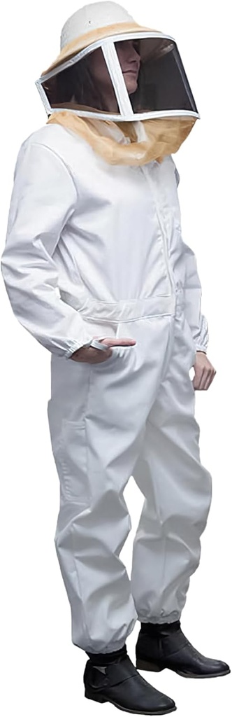 Mann Lake Deluxe Bee Suit, Bišu krātiņveida lamatas ar rāvējcūkām, Izturīgs 50/50 Kokvilna/Polyester Blend, Bišu aizsardzības komplekts, Profesionāls biškopības komplekts pieaugušajiem, Liels