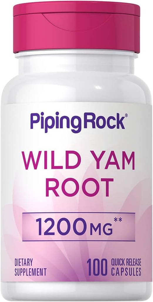 Piping rock Wild Yam Saknes kapsulas 1200mg                ; 100 Skaits  ; ekstrakcijas papildinājums ; bez lipekļa, ne-GMO