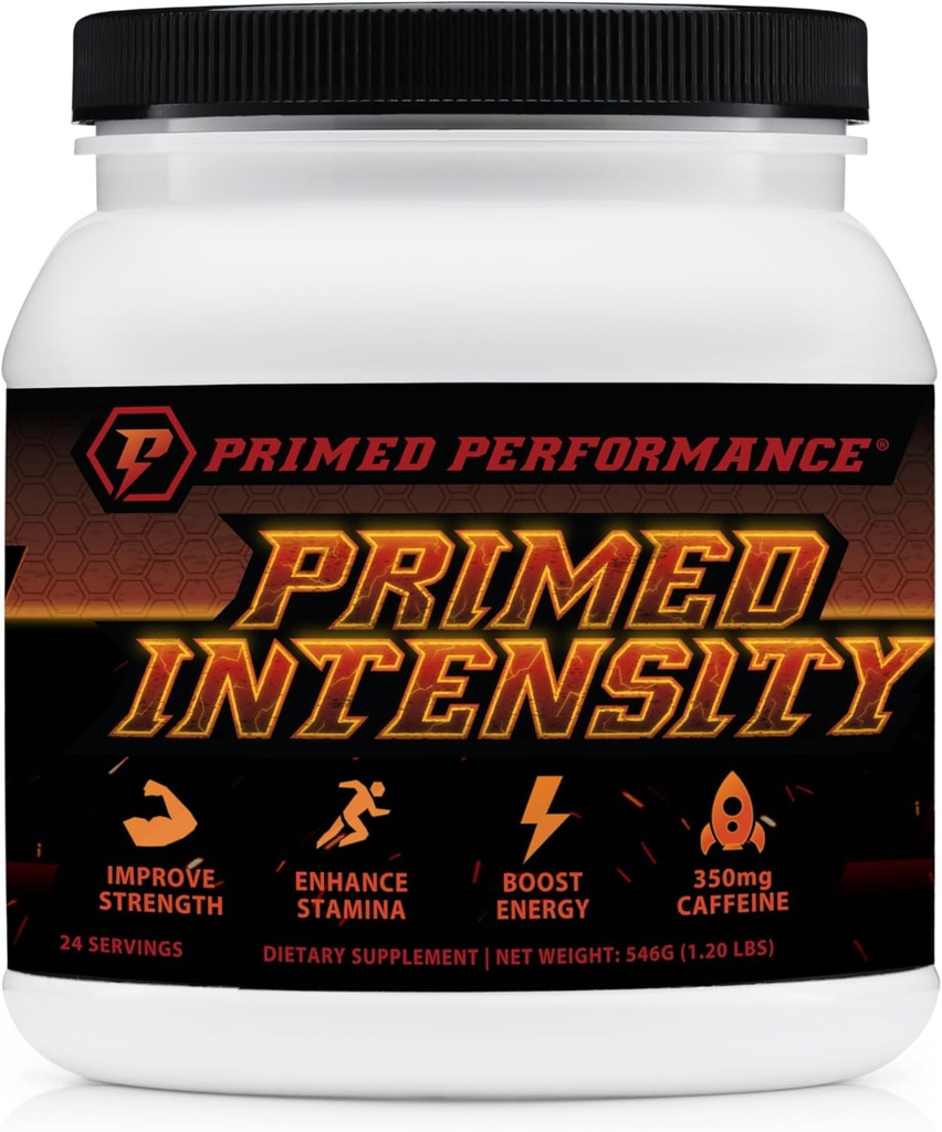 Primed Intensity Pre-Workout papildinājums - visi dabas - Beta-Alanine, kofeīns, kreatīns, Citrulline, NO Booster (24 Servējumi) (Avenberry Lemonade)