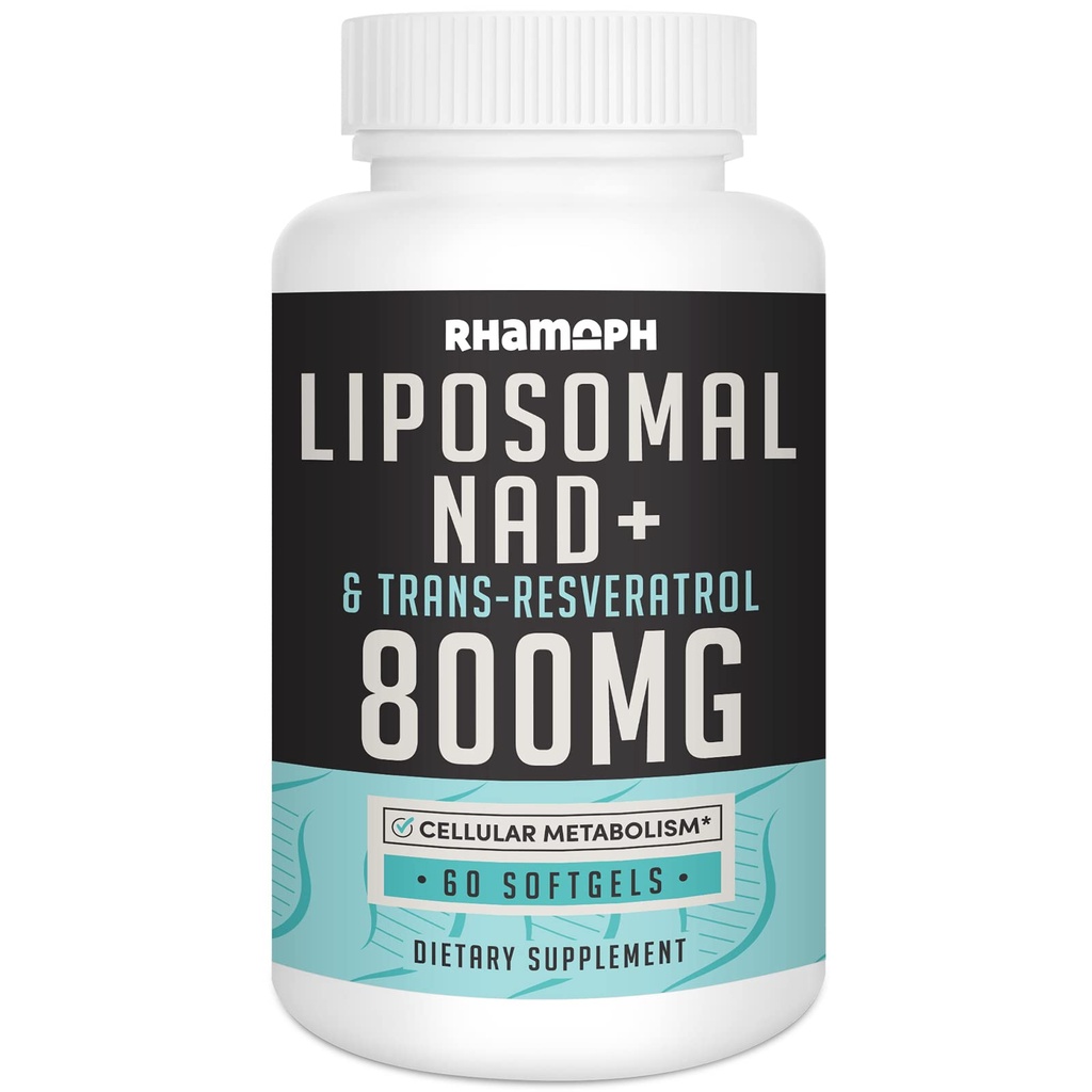 Liposomālā NAD+ 800 mg kopā ar 300 mg Trans-Resveratrol, Max Absorbcija, Faktiskais NAD+ Papildinājums veselīgai novecošanai, šūnu enerģijai, DNS labošana, ilgizturība - 60 softgeli