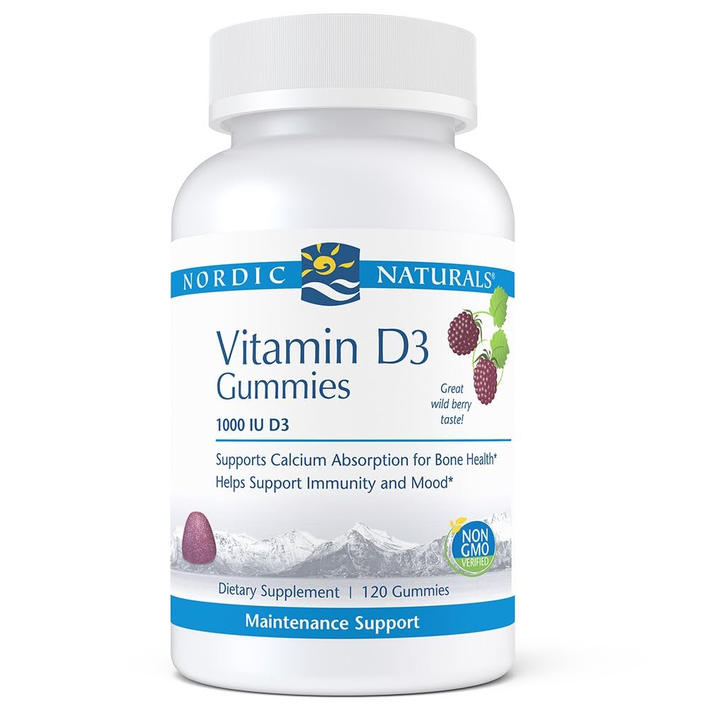 Nordic Naturals Pro D3 vitamīns Gumijas, Wild Berry - 120 Gumijas - 1000 SV D3 vitamīns - Great Garša - Veseli kauli, Mood & Imūnās sistēmas funkcija - Non-GMO - 120 Servējumi