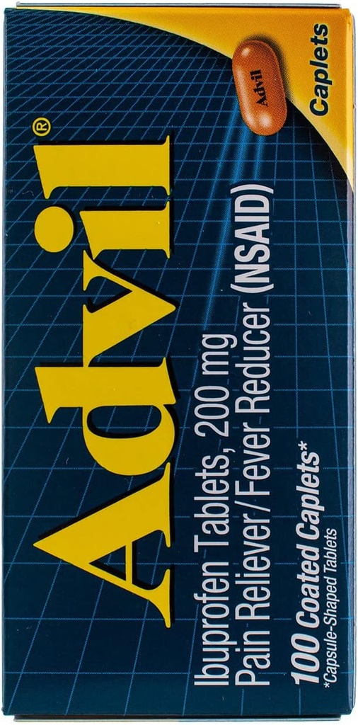 Advil Pain Reliver/Fever Reducer 200 mg Caplets - 100 Ct, iepakojums pa 3