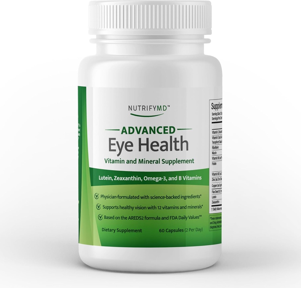 Uzlabota acu veselība Vitamīnu un minerālvielu papildināšana ar luteīnu, Zeaksantīnu, omega 3 un B vitamīniem - 60 kapsulas