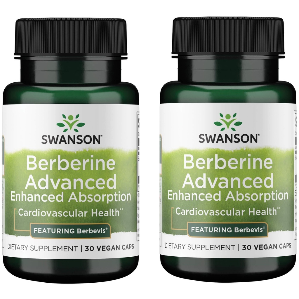 Swanson Berberine Uzlabota uzsūkšanās - Attēlojams Berbevis 550 mg 30 Veg Caps (2 iepakojumi)
