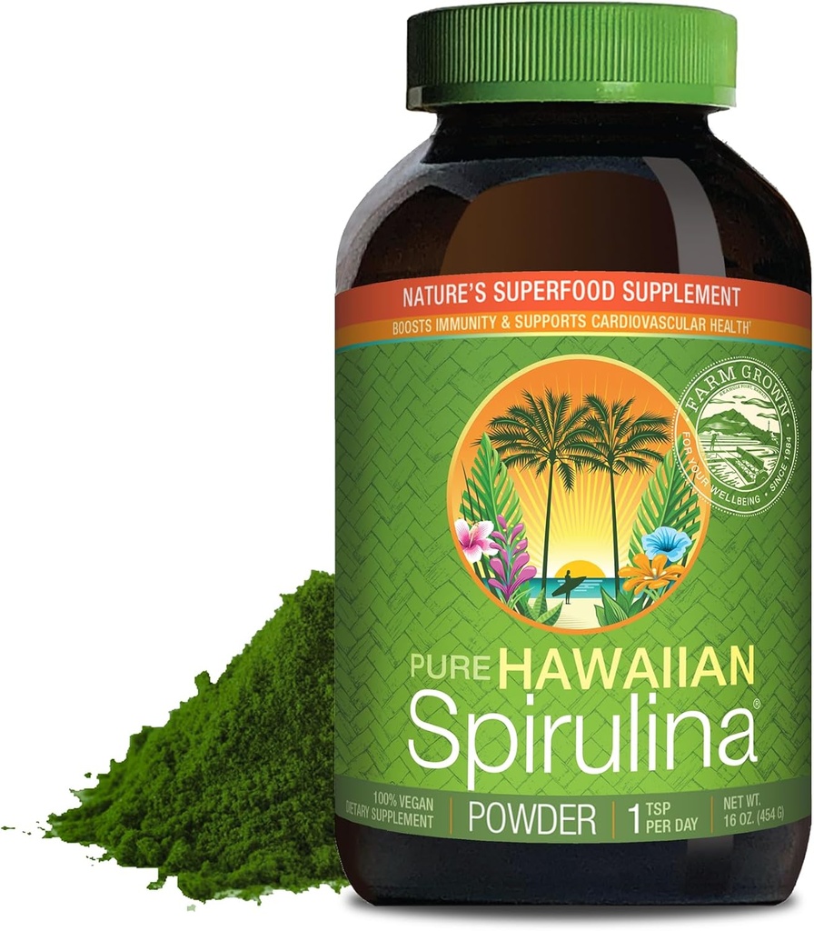 Nutrex Hawaii, Pure Hawaiian Spirulina Powder, Vegan, Supports Imūnsistēma, Sirds, Šūnas un enerģija, 16 Ounce