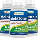 Labākais naturals Melatonīns 12 mg (1 gada piedāvājums) - Nakts miega līdzeklis bez zāļu lietošanas - Melatonīns miegam un relaksācijai, 365 grāvis (365 grāvji (3. iepakojumā))