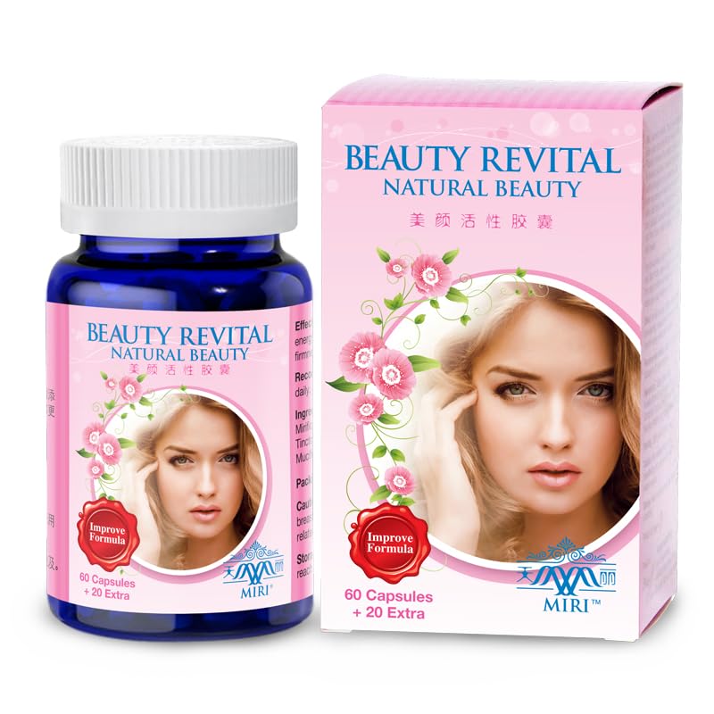 Miri Beauty Revital - Krūts pastiprinājums / krūts augšana, atbalsts hormoni, premium Pueraria Mirifica ekstrakts un kolagēns Tips II (80 vāciņi) Dabas veselības papildinājums sievietēm