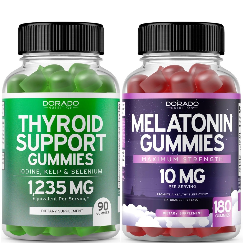 Vairogdziedzera atbalsts sievietēm un vīriešiem (90 Gumijas) Atbalsta papildinājums - Delicious Apple Flavor - Melatonin Gummies pieaugušajiem (180 grāfs) - Quick Dissolve Melatonin 10mg Gumies - ne ĢMO, Vegan & USA Made