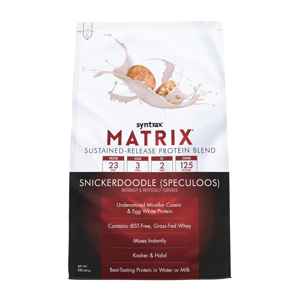 Syntrax Nutrition Matrix - ilgstoša atlaišana Olbaltumvielas Blend, Snickerdoodle 2 mārciņas. Real Cookie gabali
