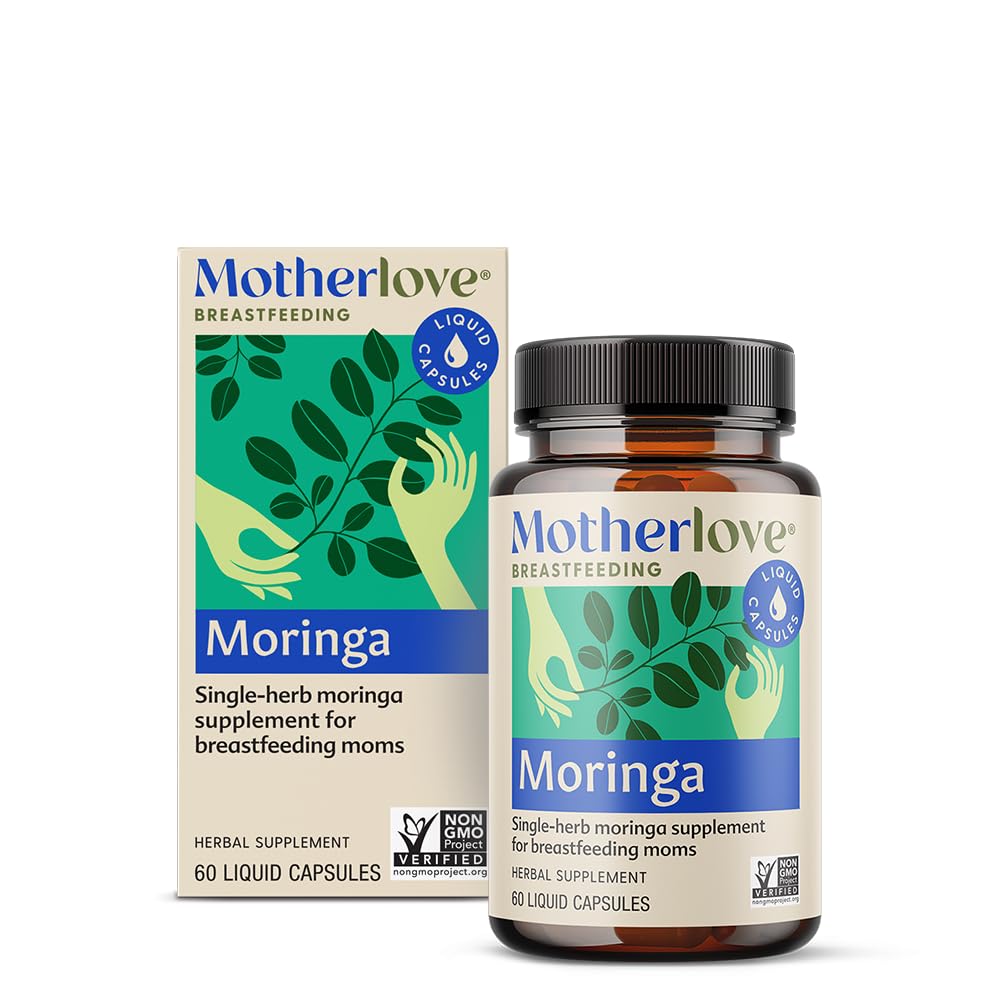 Motherlove Moringa (60 šķidrie vāciņi) Zīdīšanas papildinājums, lai atbalstītu krūts piena piegādi – ne-GMO, bioloģiskie augi, Vegan, Kosher