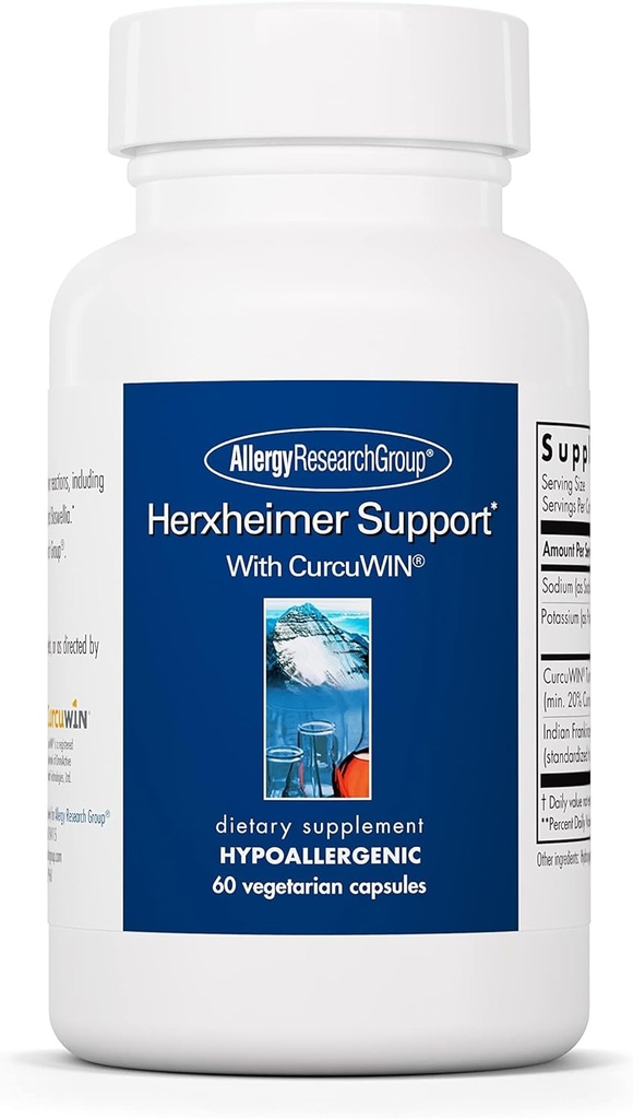 Alerģijas pētījumu grupa Herxheimer Support - Turmeric Boswellia Papildinājums ar CurcuWIN, Curcuminoids un Pure Boswellia ekstrakts sievietēm un vīriešiem, Detox un tīrīt Atbalsts - 60 Veģetārās kapsulas