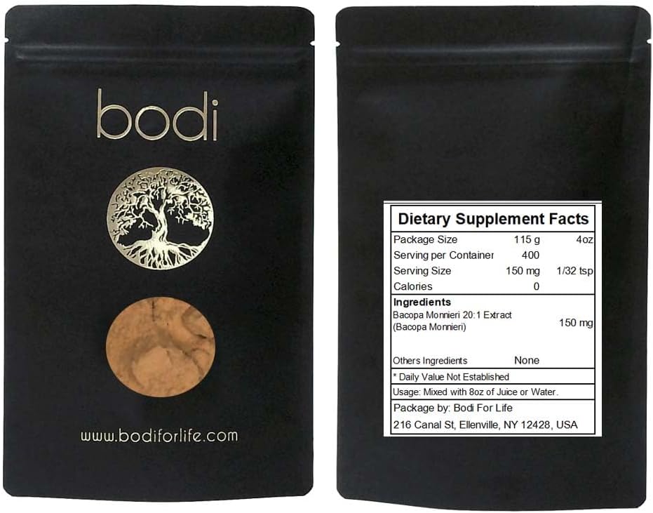 bodi : Bacopa Monnieri 20:1 Ekstrakta pulveris 4oz līdz 5lb