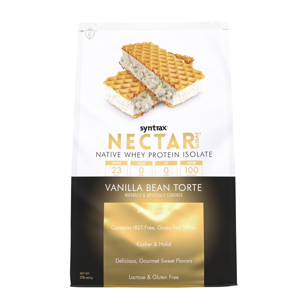 Syntrax Nutrition Nectar Sweets, 100% sūkalu izolāta proteīna pulveris, Vanilla Bean Torte, 2 mārciņas