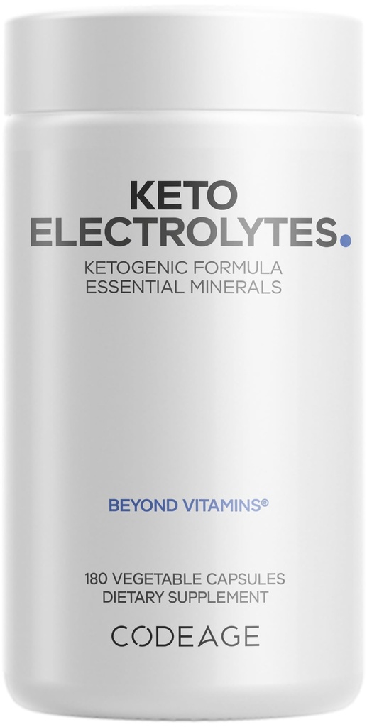 Kodējums Keto Elektrolītu Papildinājums – Vegan Electrolyte Tabletes w Magnijs, Kālijs, Kalcijs un Sāls - Elektrolītu Pulveris Sāls Tabletes un dzērieni Hidrācijas piedevas - Ne-GMO Keto Diēta - 180 Kapsulas