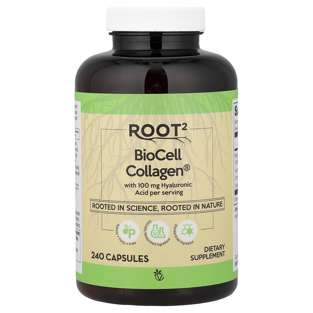 Vitacost ROOT2 BioCell kolagēns ar hialuronskābi -- 100 Milligram Per Serving - 240 kapsulas