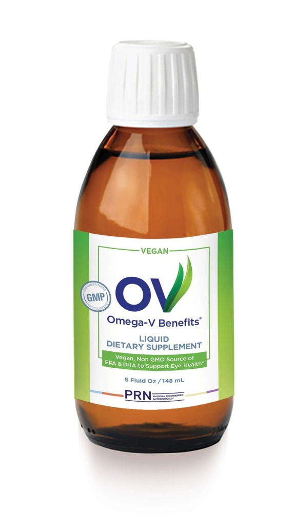 Omega-V ieguvumi Šķidrā omega 3 papildinājums - 5 oz, 30 dienu piegādes - Vegan papildinājums ar 1000 mg EPA un DHA acu veselībai