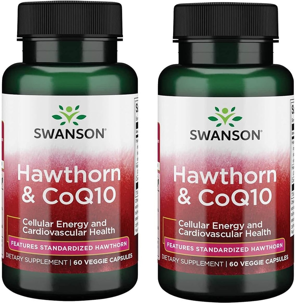 Swanson Hawthorn & Coq10 60 Veg kapsulas (2 iepakojumi)