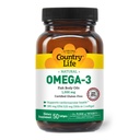 Country Life Omega-3 Zivju eļļa Papildinājums, 10000mg, 180mg EPA & 120mg DHA, Zivju eļļa Koncentrāts, Burpless, 50 Softgels, Sertificēts Gluten Free