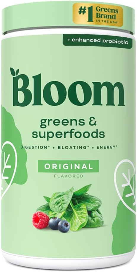 Zieds Uzturs Superfood Greens Pulveris, Gremošanas enzīmi ar probiotikām un prebiotikām, Gut Veselība, Bloating Relief sievietēm, Hlorella, Green Juice Mix ar bišu saknes pulveris, 60 SVG, Original