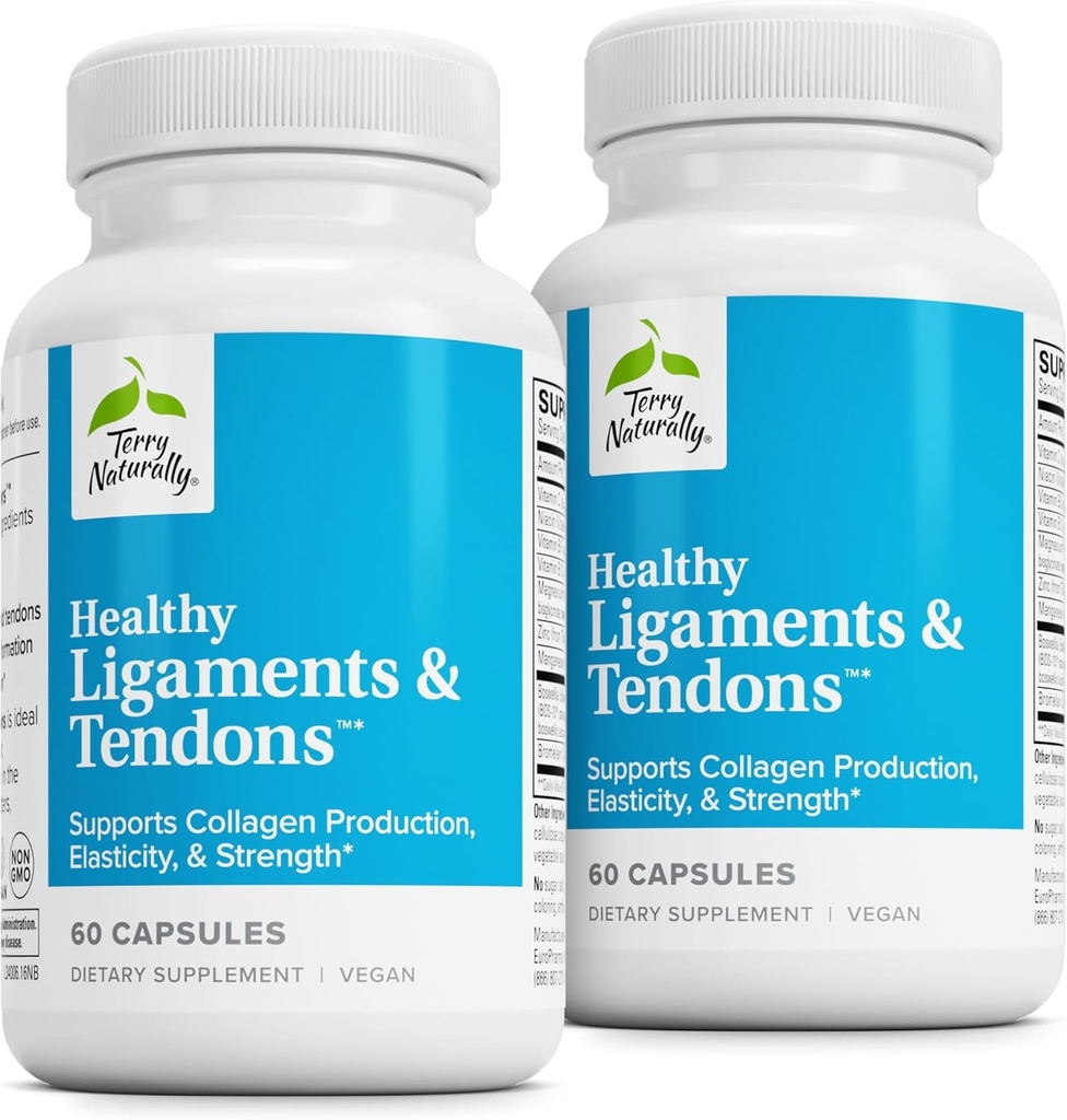 Terry Dabīgi Veselīgi Ligaments & Tendoni - Diētiskā papildinājums savienojošo audu un locītavu smērviela atbalsts - Non-GMO Formula, lai palīdzētu Ligament & Muskuļu veselība - 60 kapsulas, 2 iepakojums