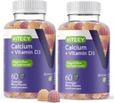Kalcija Gumijas ar vitamīnu D3 - Atbalsta Kaulu veselību & Zobu Veselība - Košļājamās kalcija Gumijas sievietēm, vīriešiem un pusaudžiem - Košēra, Bez lipekļa, Bez ĢMO, Garšīgs Ogu uzliesmo kalcija košļājamā gumija