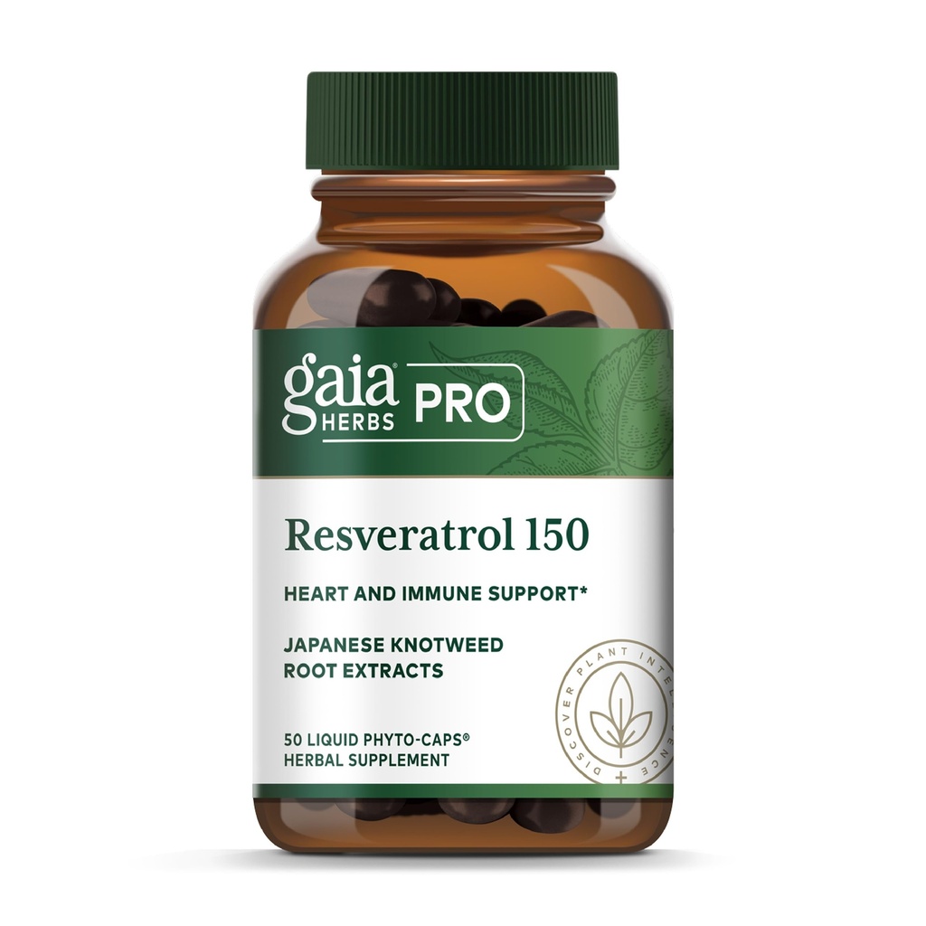 GAIA HERBS PRO Resveratrol 150 - Piedāvā sirds veselību un imūno atbalstu - Satur japāņu Knotweed - Vegan, Soy-free & Gluten-free - 50 Liquid Phyto-Caps (25 Kalpo)