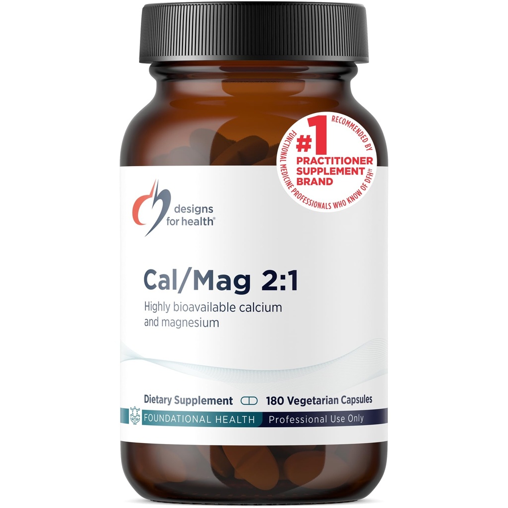 Dizainparaugi veselībai Cal/Mag 2:1 – 150mg Helēts magnija malāts + 300mg kalcija malāta papildinājums - ne-GMO, stipri absorbējams kaulu balsts Nutrients (180 kapsulas)