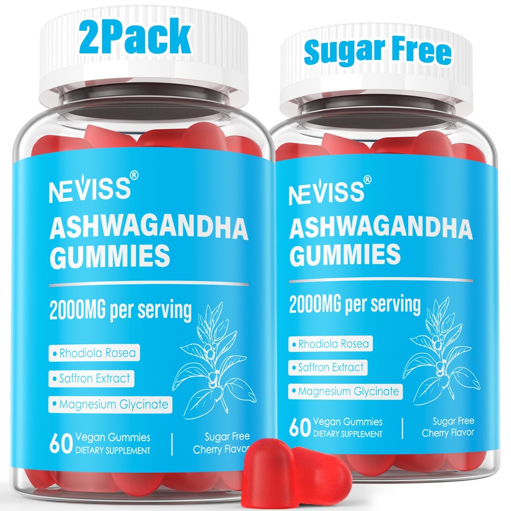 Ashwagandha Gumies, Magnijs Glycinate Gumies 2000mg pieaugušajiem, vitamīns B6, cinks, Rhodiola Rosea, citronu balzams, Relaxation Support, Natural Zzz, smadzenes, Muskuļi, Stamina, Enerģija, Bezcukura