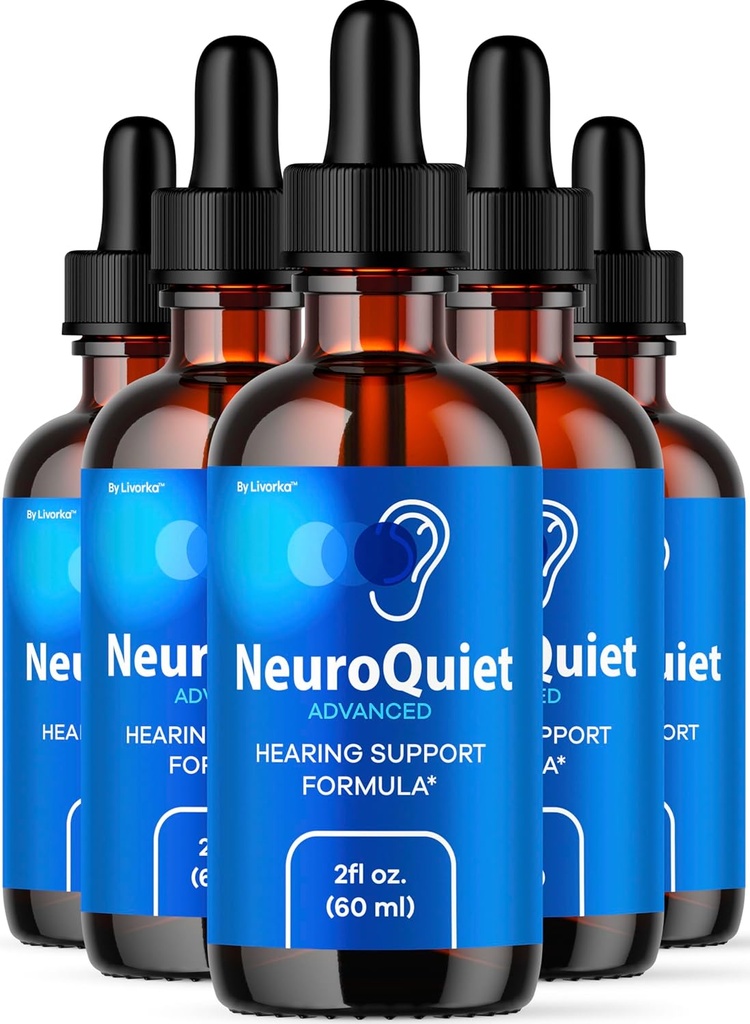 (5 Pack) NeuroQuiet pilieni - Official NeuroQuiet Daily Dzirdes atbalsts Visi dabas Clean Liquid Advanced Formula ausu veselībai, Auditory Clarity & Inner Ausu līdzsvara atsauksmes, 5 pudeles par 5 mēnešiem