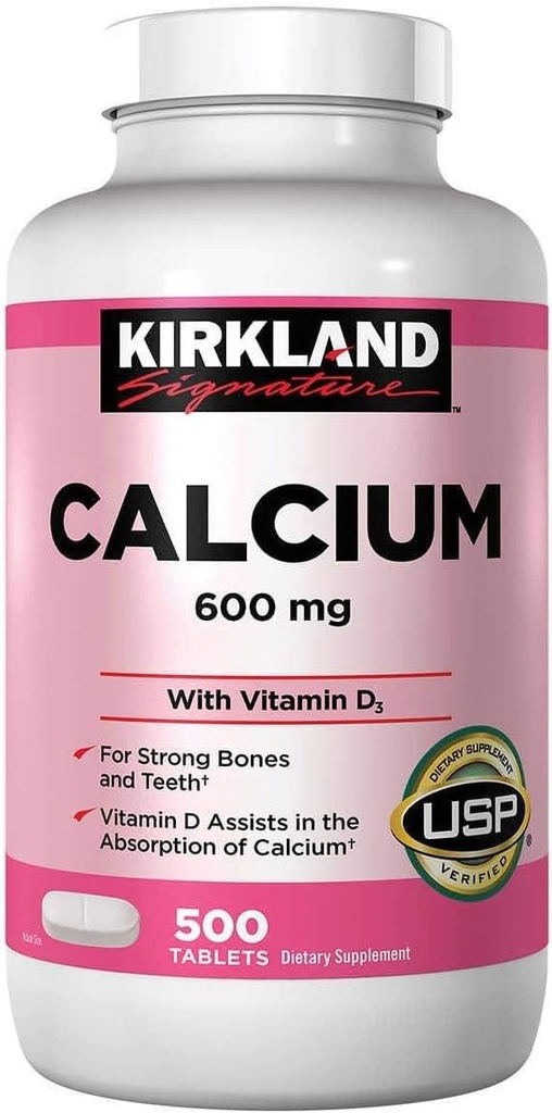 Kirkland Signature Calcium, 600 mg+D3, 500-Count tabletes