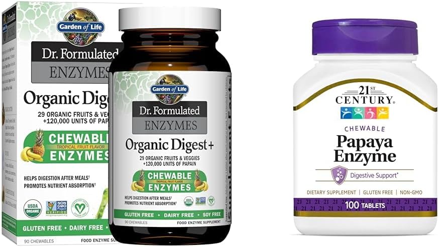 Dzīves dārzs Dr Formulēti Gremošanas Fermenti ar Papain, Bromelain & 21. gadsimta Papaya Enzyme chewable tablets, Tropu, 100 Skaits
