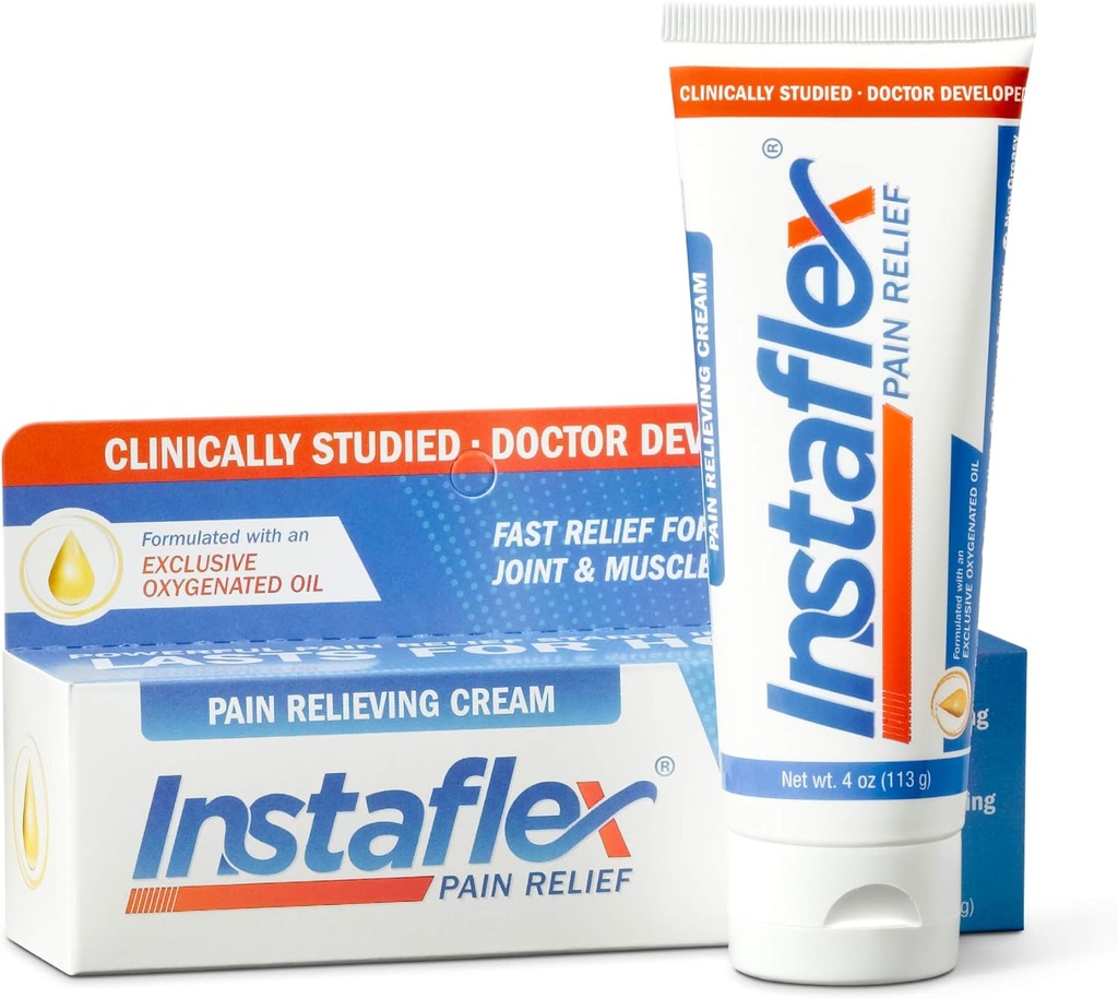 Instaflex sāpju atvieglojuma krēms sniedz klīniski Studeded sāpes atvieglojums no artrīta, muguras sāpes, celmi un locītavu un muskuļu sāpes (4 oz)