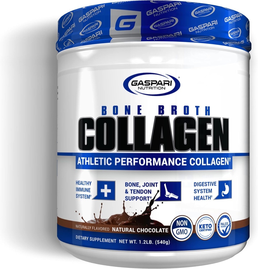 Gaspari Nutrition Kaulu Broth, Athletic Performance Kolagēns, 13g proteīns, bez lipekļa, ne-GMO, Keto Certified, Gut un locītavu veselība (30 Kalpojumi, dabas Šokolāde)