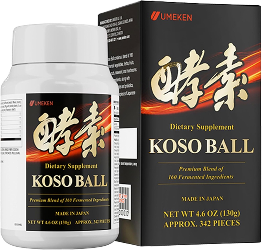 Koso bumba kausēta ar tīru 160 Fermentētas sastāvdaļas, atbalsta kuņģa un zarnu veselību, imūno veselību, japāņu papildinājumi vispārējo labsajūtu un līdzsvarotu uzturu, mazie 342 gabali, iepakojumā 1