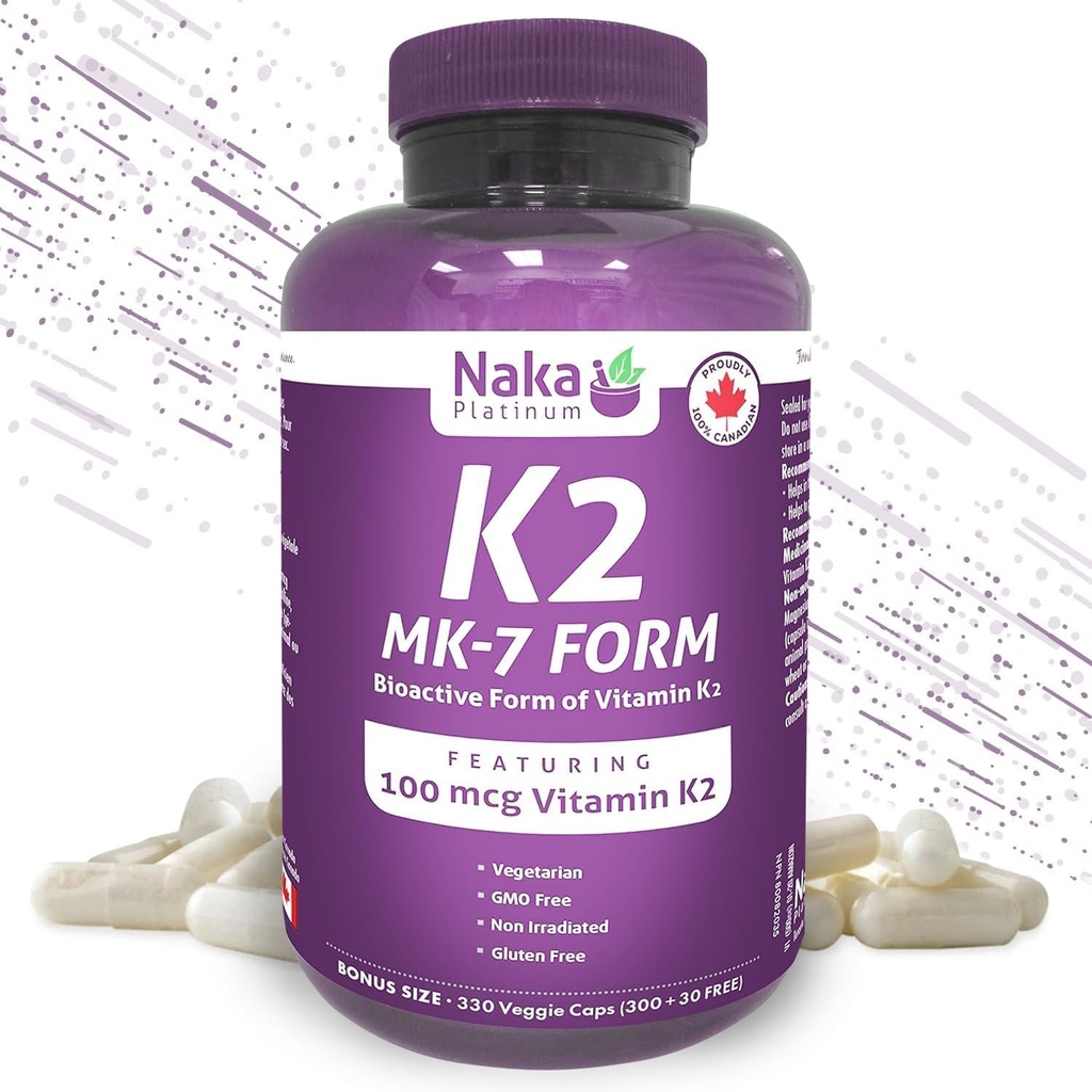 K2 MK-7 330, Naka Platinum K2 (MK-7 forma) 330 Veggie Caps - Ekskluzīvais izmērs: 300 + 30 Bezmaksas, 330 Skaits
