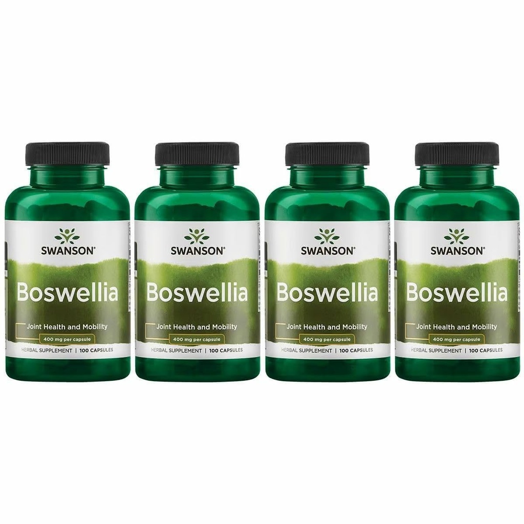 Swanson Boswellia - Augu Papildinājums Kopējā atbalsta veicināšanai - Ayurvedic Herb Kopīgai elastības un mobilitātes atbalsts - Ražots ar Boswellia Serrata Rezin - (100 kapsulas) (4 iepakojums)