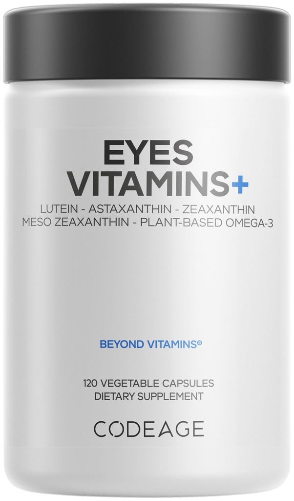 Kode Acis Vitamīni - AREDS 2 Pamatojoties Formula Papildinājums - 2-Mēness Piedāvājums - Vitamīni A, C, E, Cinks, Luteīns, Astaksantīns, Zeaksantīns, Eybright, Marigold, Melleņu, Safrons, Omega-3-120 Kapsulas