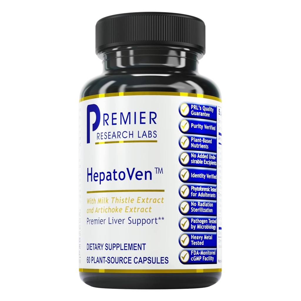 Premier Research Labs HepatoVen - Piena dadži Aknas Atbalsts, Aknu Tīrīšana & Uzturēšana, Aknu Tabletes, Aknu Vitamīni sievietēm un vīriešiem ar Artichoke Extract - 60 Veģetārās kapsulas