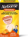 Airborne 1000mg C vitamīna košļājamās tabletes ar cinku, imūno atbalsta papildinājums ar spēcīgiem antioksidantiem vitamīnu A C & E - 64 košļājamās tabletes, Citrus Flavor