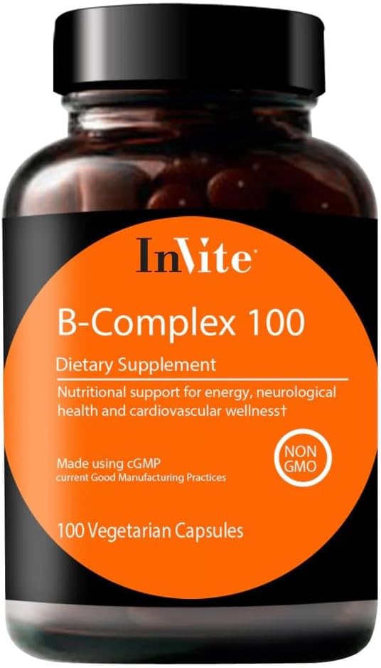 Uzaicinājums Veselība B-Complex 100 - Atbalsts Mood, Enerģija, Imūnās veselības & Kopējais Wellness - 100 Day Supply - 100 Veģetārās kapsulas