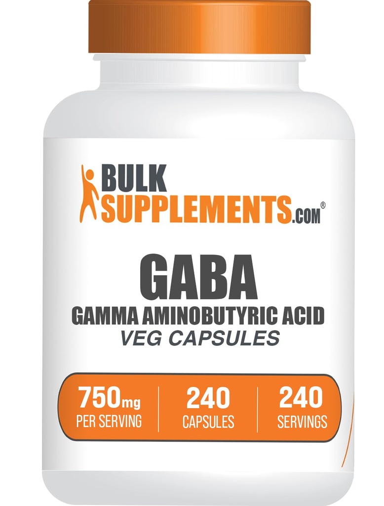 BulkSupplements.com Gamma Aminosviestskābes kapsulas - GABA papildinājums, GABA 750mg - Bez Vegan & Gluten, 1 Kapsulas uz vienu Kalpošanu, 240 Skaits (1. iepakojums)
