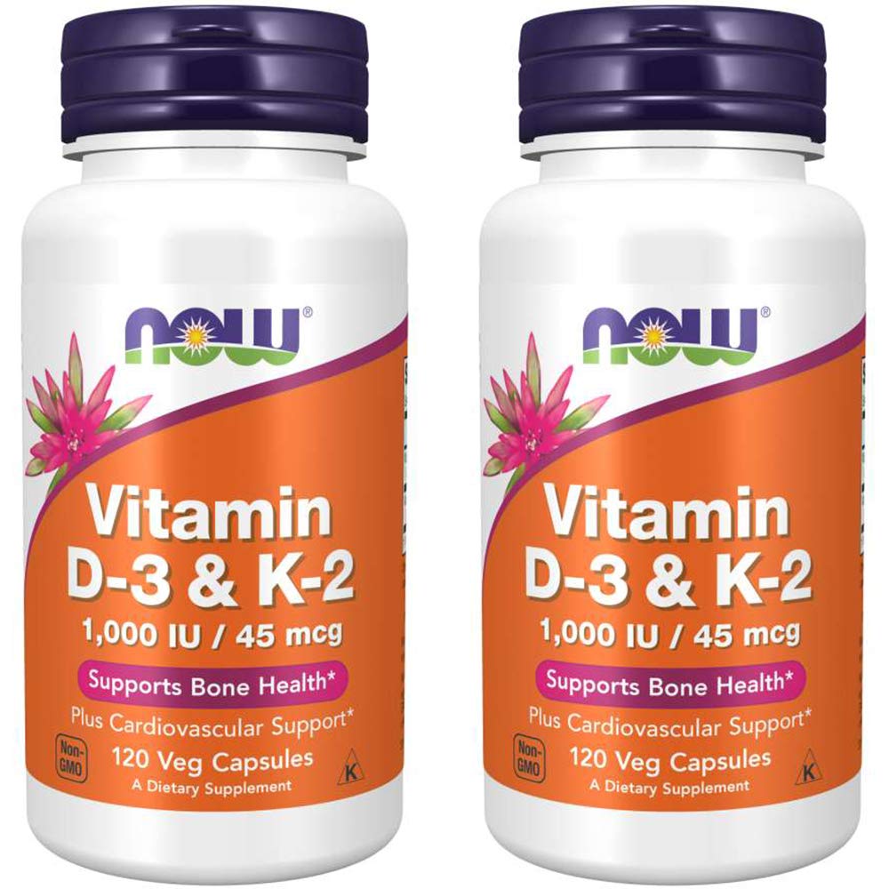D- 3 vitamīns, K- 2, 120 augu kapsulas (2 iepakojumi)
