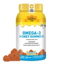 Omega-3 medus gumijas – sirds un asinsvadu un smadzeņu veselības atbalsts – ne-GMO, Sertificēts bez lipekļa – dabiski saldināts – 60 Gumijas