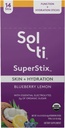 Sol-ti Organic Electrolyte Skin + Hydration Drink Mix, Superfood Hydration Sticks, SuperStix, Ne-GMO, Vegan, Blueberry Lemon, 14 vienkārtas lipekļi