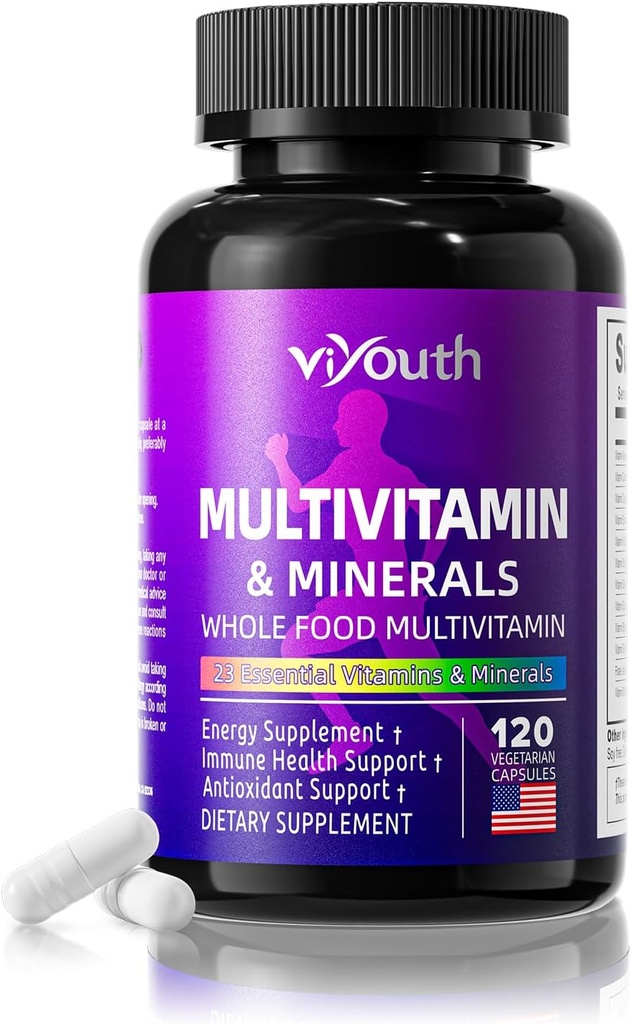 Multivitamīnu sievietēm un vīriešiem, Kalpo 13 Essential Vitamīni, 9 Minerals, Ashwagandha un Holīna, Palīdz palielināt imunitāti, Saglabāt Vitalitāti un Uzlabot ādas veselību, 120 kapsulas
